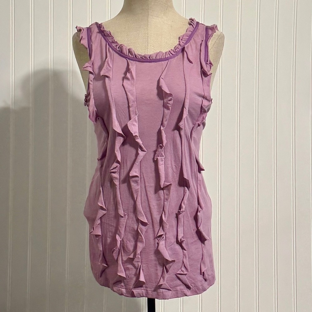 Marc by Marc Jacobs Large Lavender Pima Cotton‎ Ruffle Tank Top Y2K Coquette